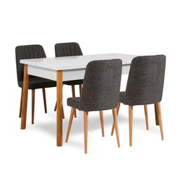 Hanah Home Conjunto de Comedor Extensible de 6 Piezas Pino Atlántico, Blanco y Antracita